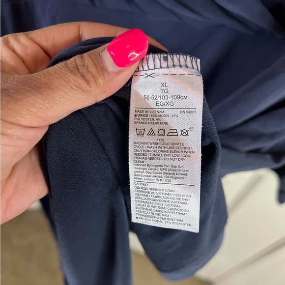 Banana Republic sz XL women's navy sandwash modal twist-front t-shirt dress 0584 - Picture 2 of 5